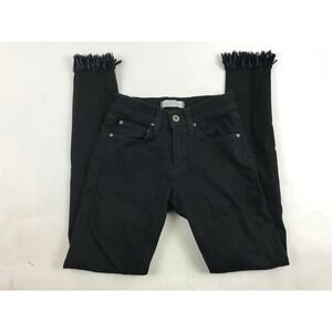 Principle Jeans Women's Size 24 Black Straight Distressed Frayed Raw Hem Denim